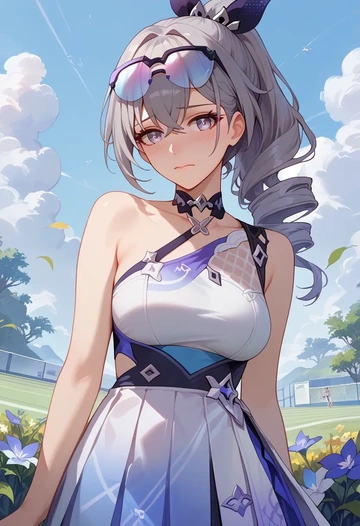 star rail,silver wolf,tennis dress,visor,trainers  - AI generated anime art